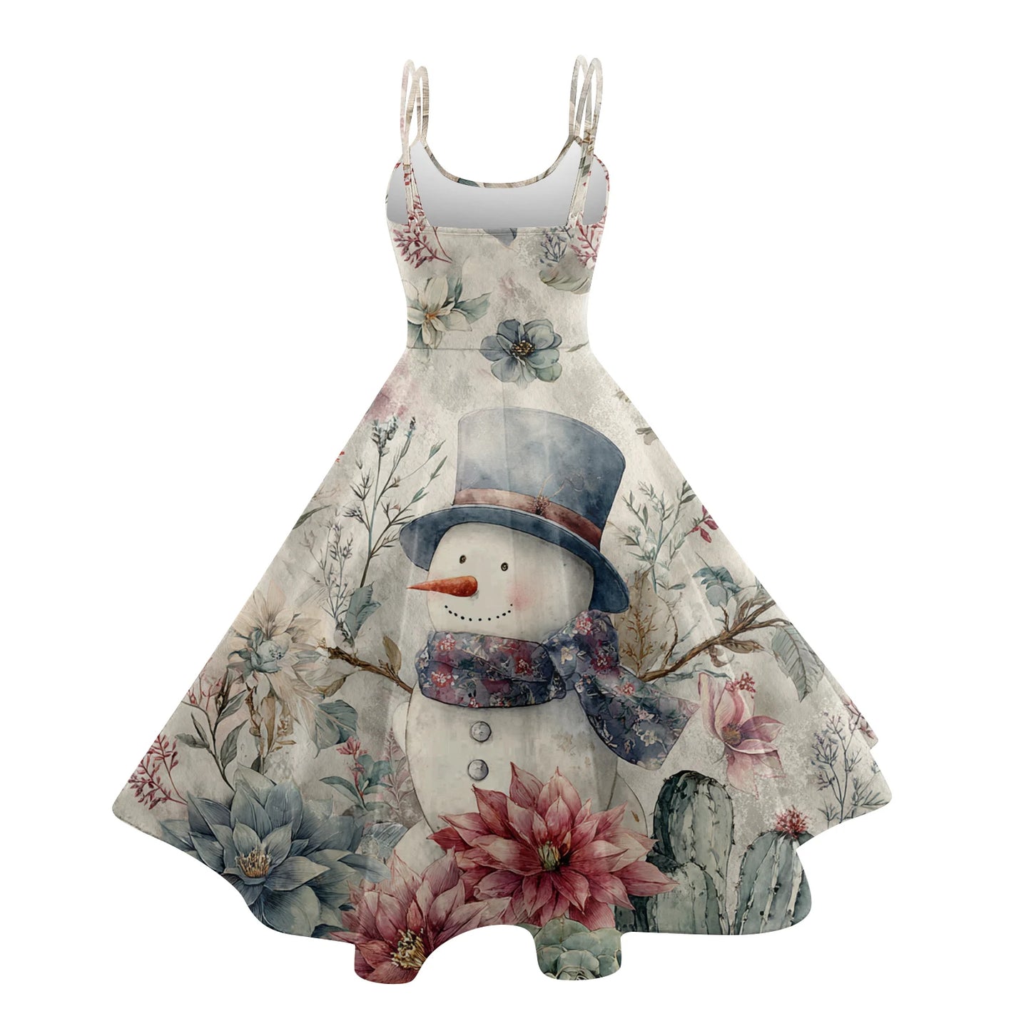 Slim Spaghetti Strap Christmas Polyester Dress Women's