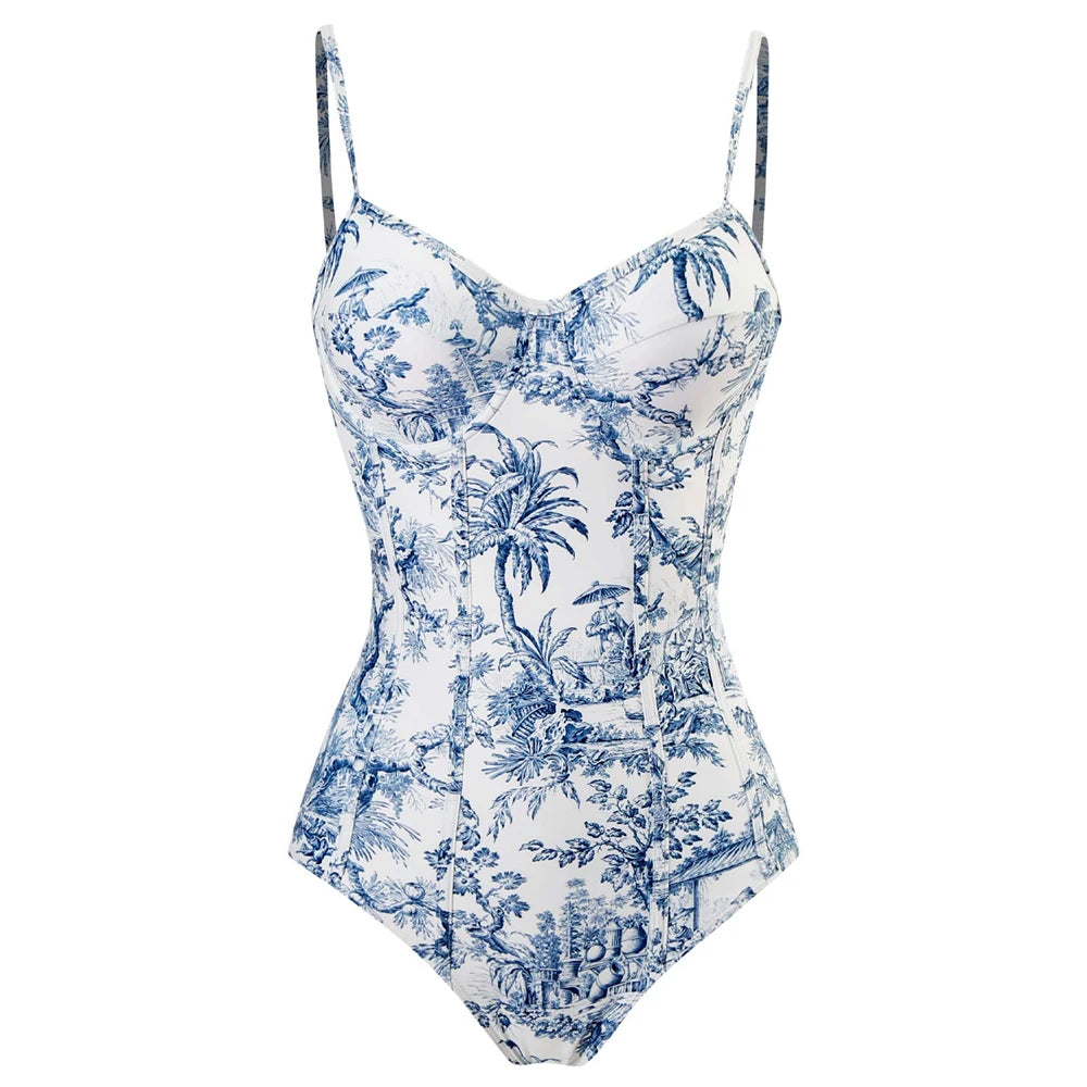 Floral Ruffle Bikini Set – Push-Up Strappy Brazilian Swimwear
