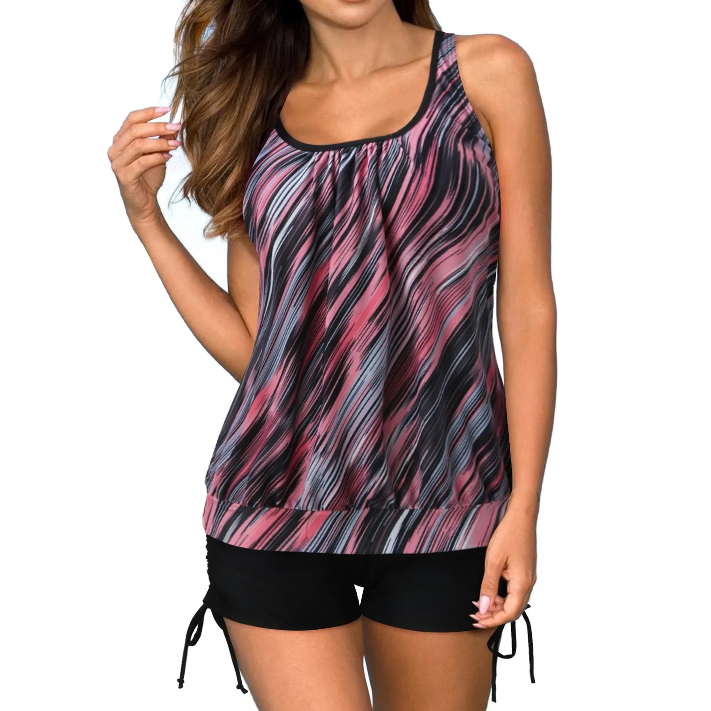 Purple Tankini Set – 2-Piece Bathing Suit with Boyshorts