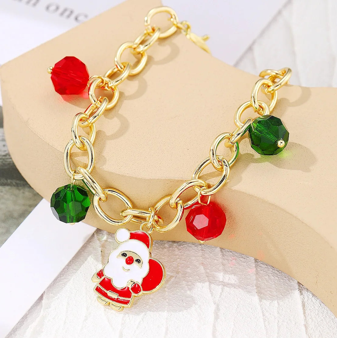 Snowman Ceramic Beads Bracelet Soft Elastic Christmas Gift