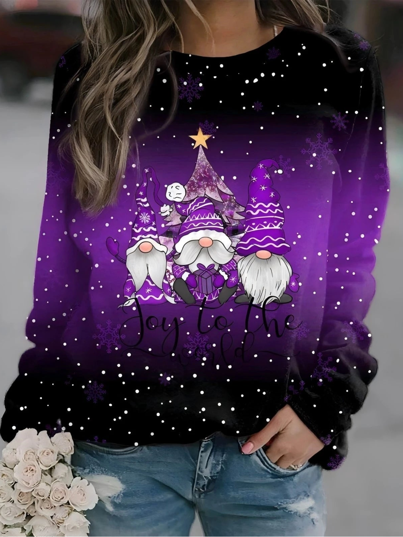 Christmas Night Nomes Print Sweatshirts