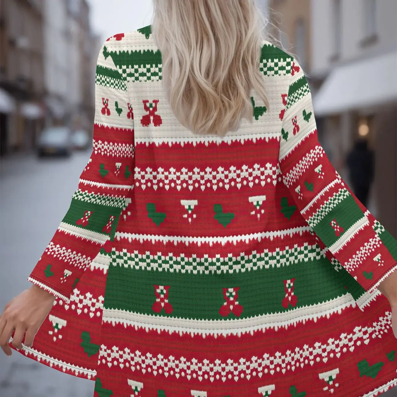 3D Christmas Cardigan With Stocking Ornament Print