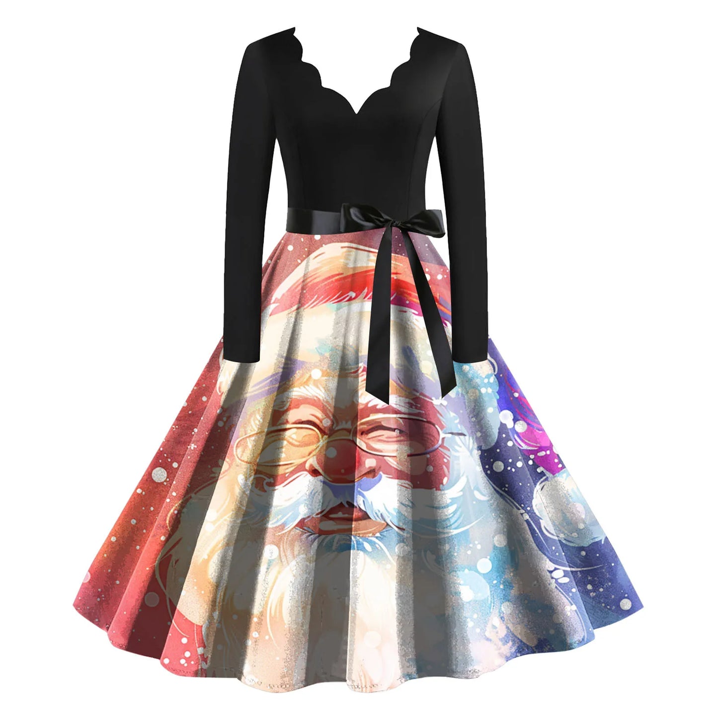 Women's A-Line Christmas Print Polyester Dress Regular