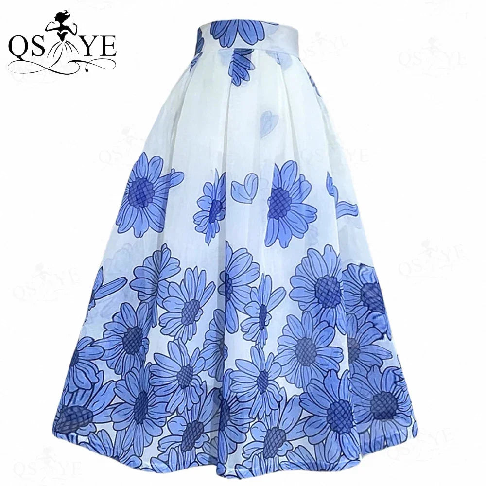 Fuchsia Cutwork Embroidery A-Line Satin Overlay Maxi Evening Gown Skirt