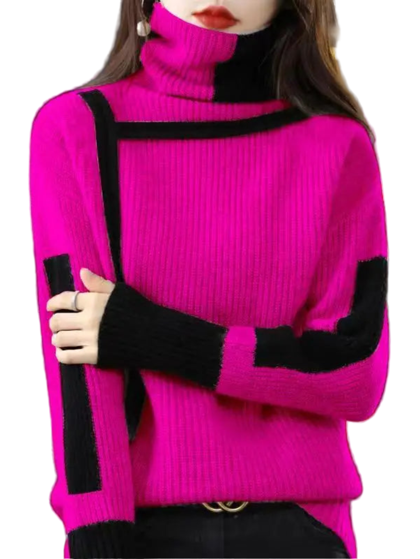 Cozy High Collar Knit Pullover Sweater For Women