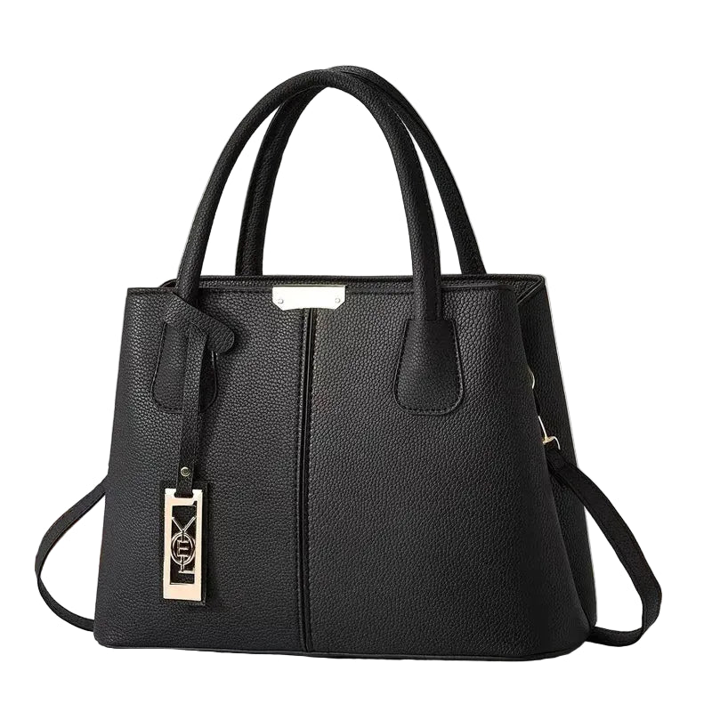 Black Sleek PU Leather Handbag