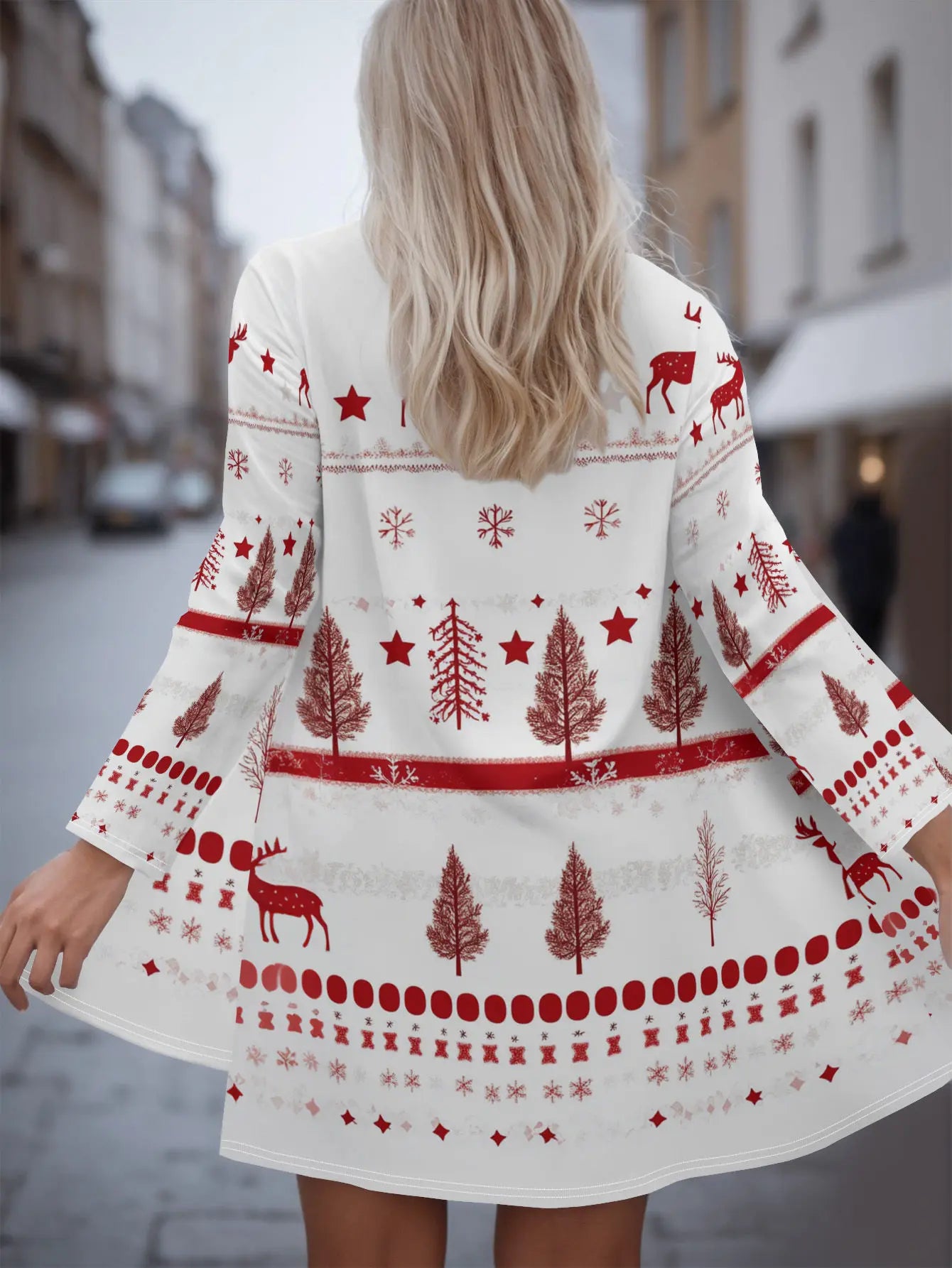 3D Reindeer Christmas Tree Cardigan For Cozy Holiday Look