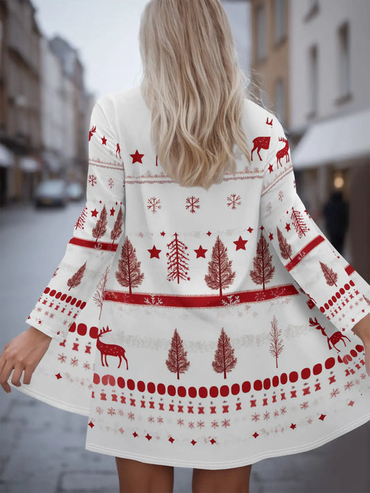 3D Reindeer Christmas Tree Cardigan For Cozy Holiday Look