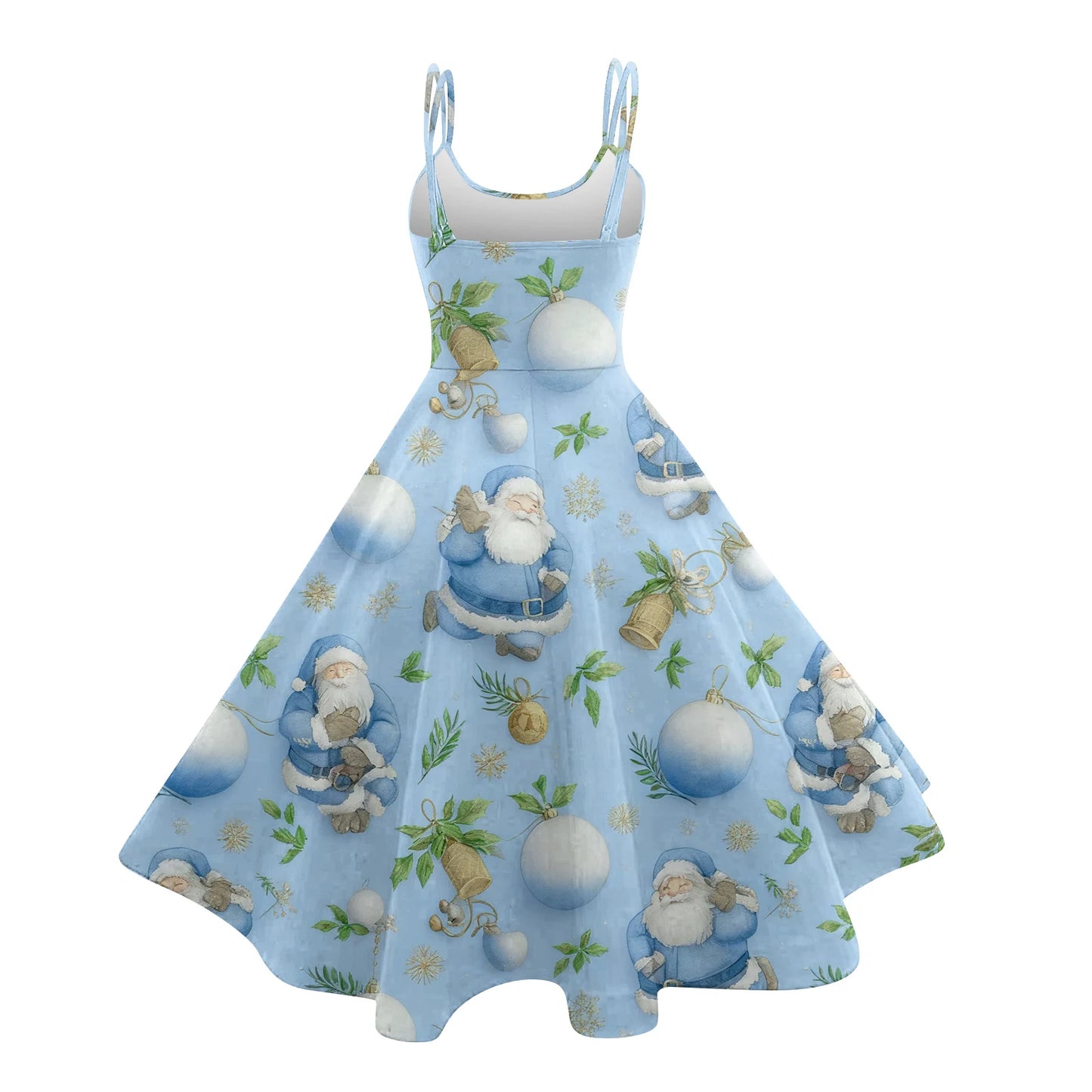 Round Neck Polyester Christmas Print Women's Loose Dress