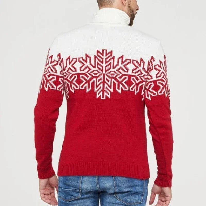 Family Matching Snowflake Wool Knit Turtleneck Relaxed Fit Sweater