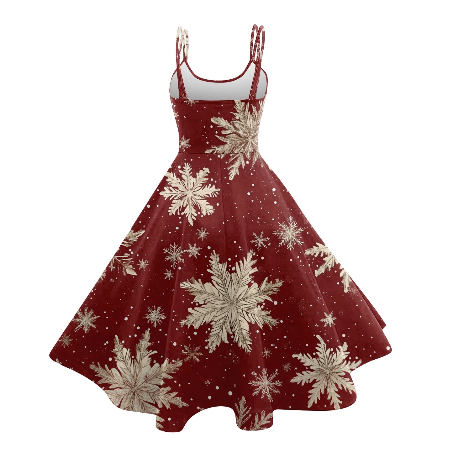 Round Neck Polyester Christmas Print Women's Loose Dress