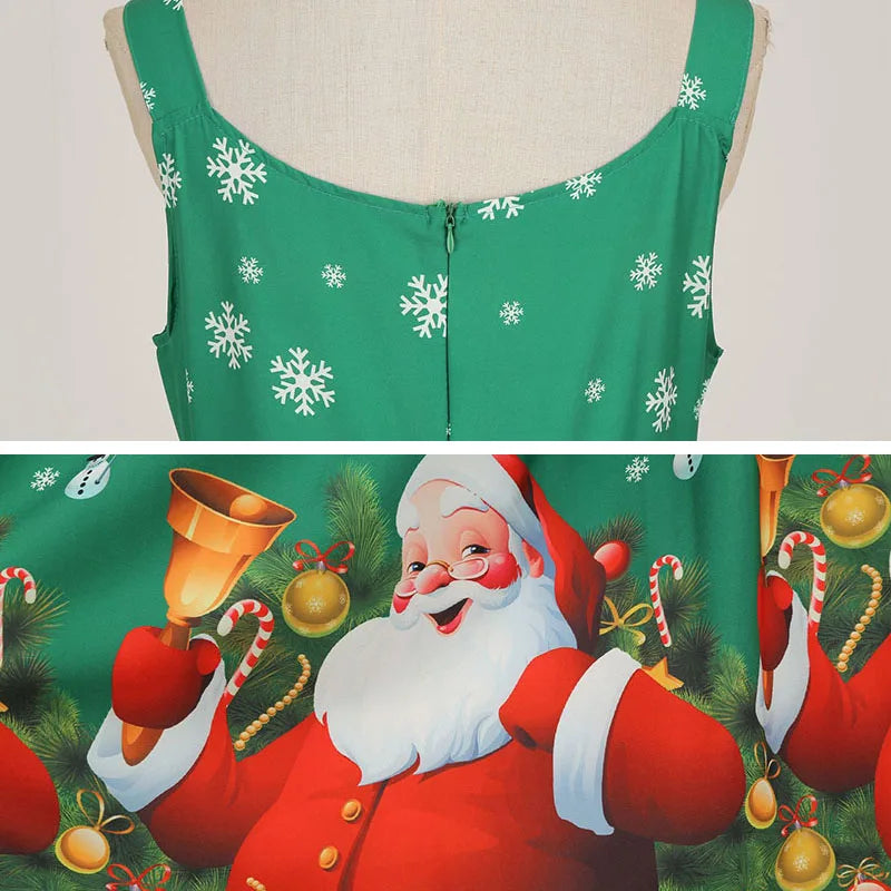Women's Christmas Printed Midi Party Dress