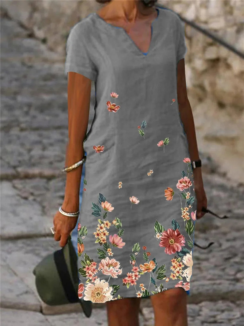 Summer Elegant Oversize V Neck Dress - Loose Beachwear