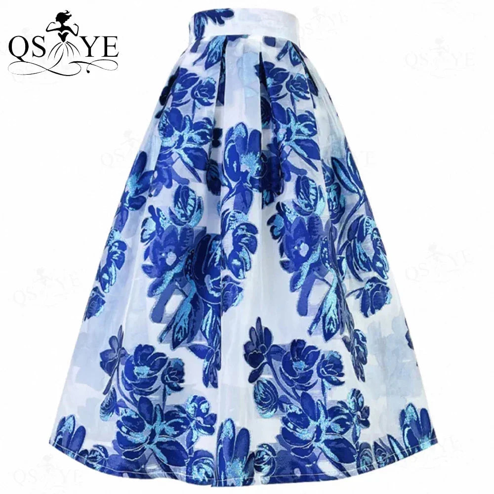 Fuchsia Cutwork Embroidery A-Line Satin Overlay Maxi Evening Gown Skirt