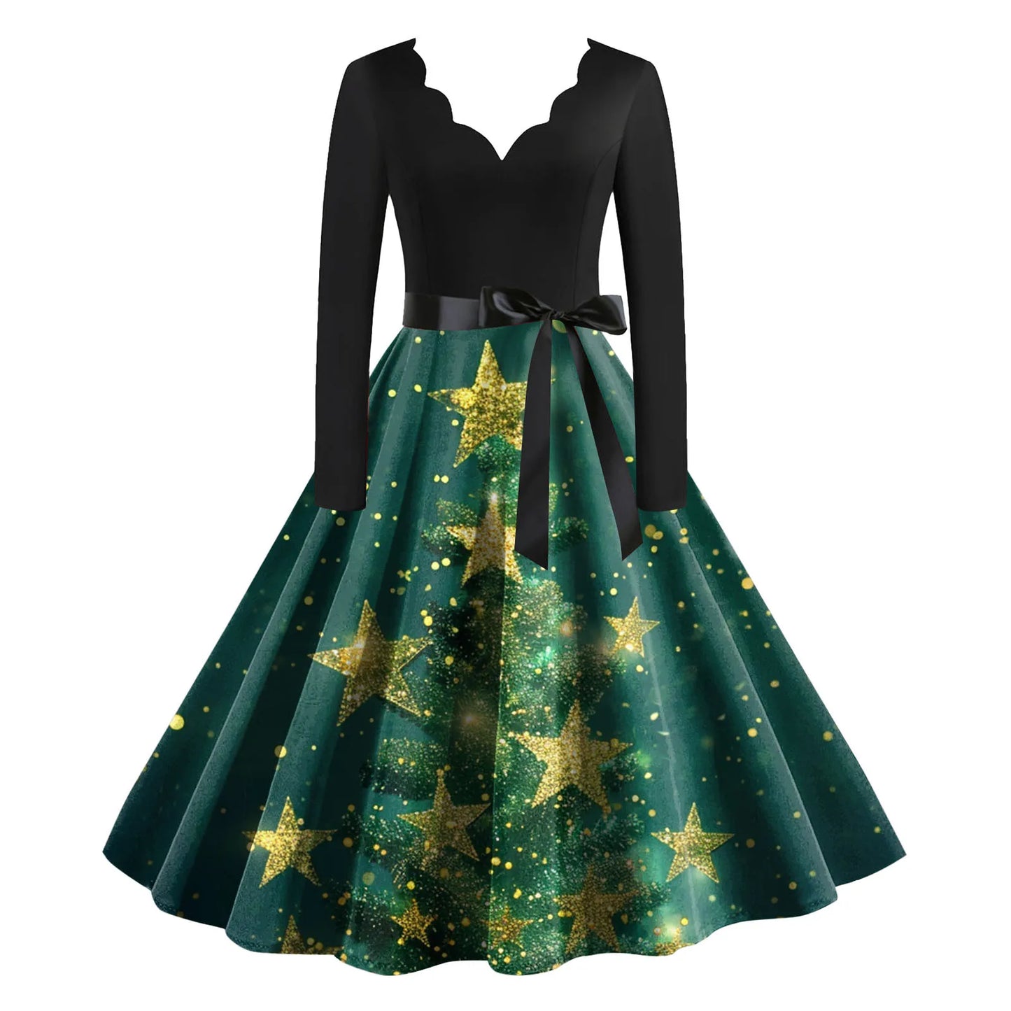 Women's A-Line Christmas Print Polyester Dress Regular