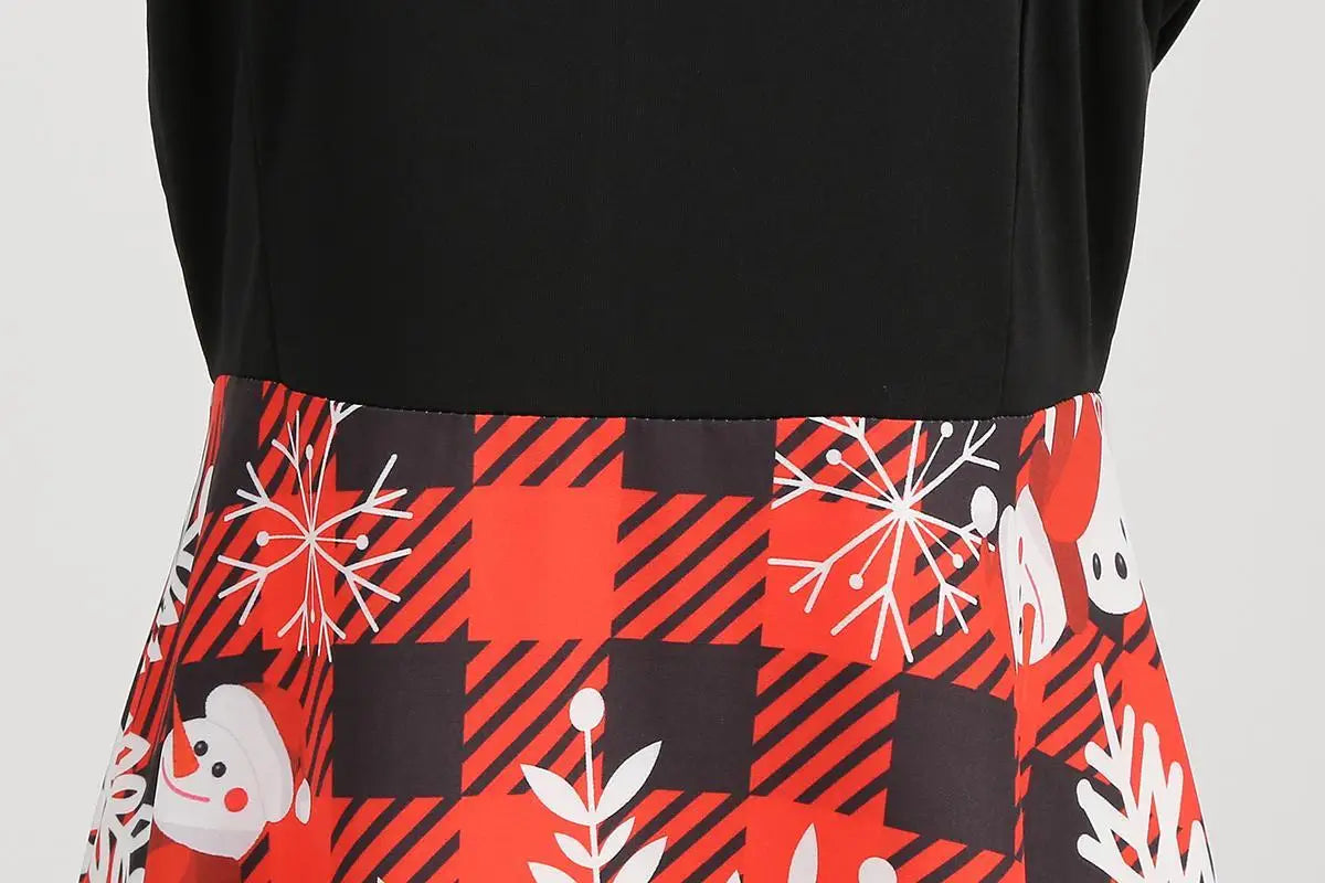 Women's Christmas Printed Spliced Polyester Dress Regular