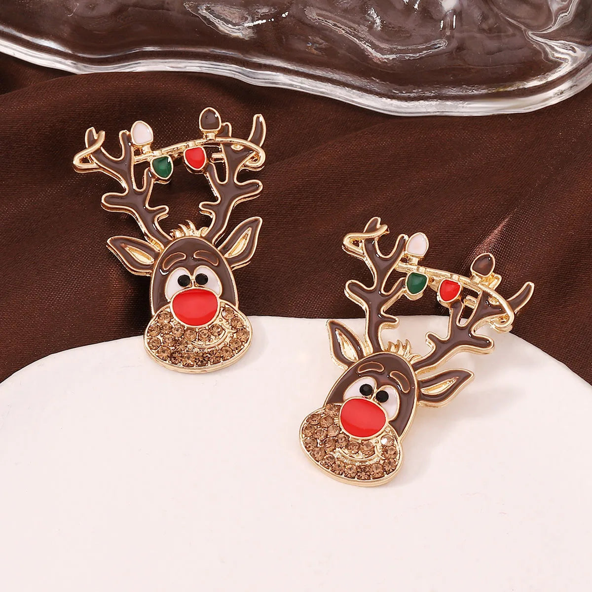 2 Pack Hypoallergenic Christmas Elk Earrings Cartoon Tree
