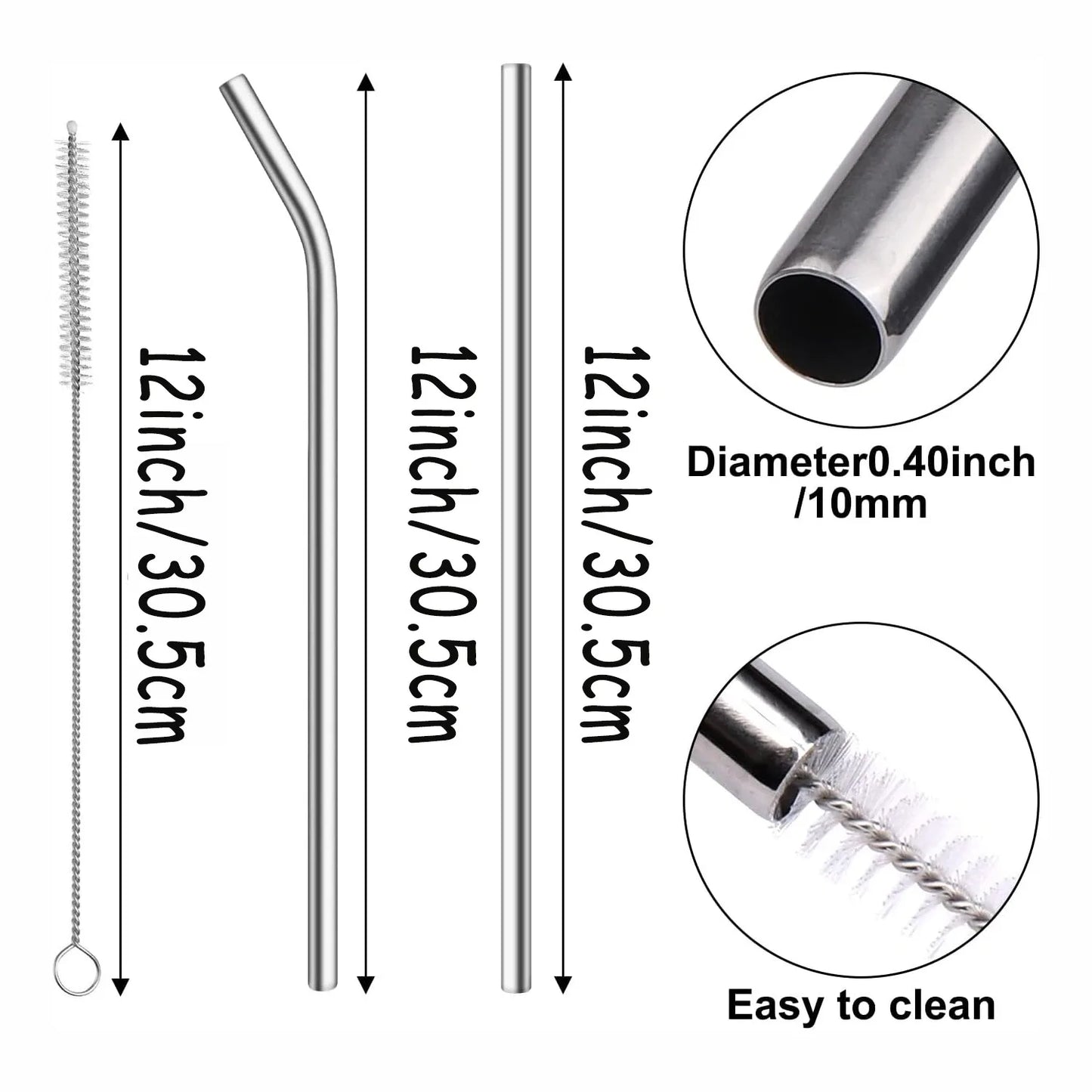 Stainless Steel Straws with Cleaning Brush for 40oz Tumbler