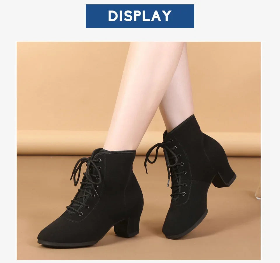 SWDZM Women Shoes Ballroom Dance Shoes Soft Sole Waltz Women Tango Jazz Latin Dance Shoes Middle Heel Ladies Dance Sneakers