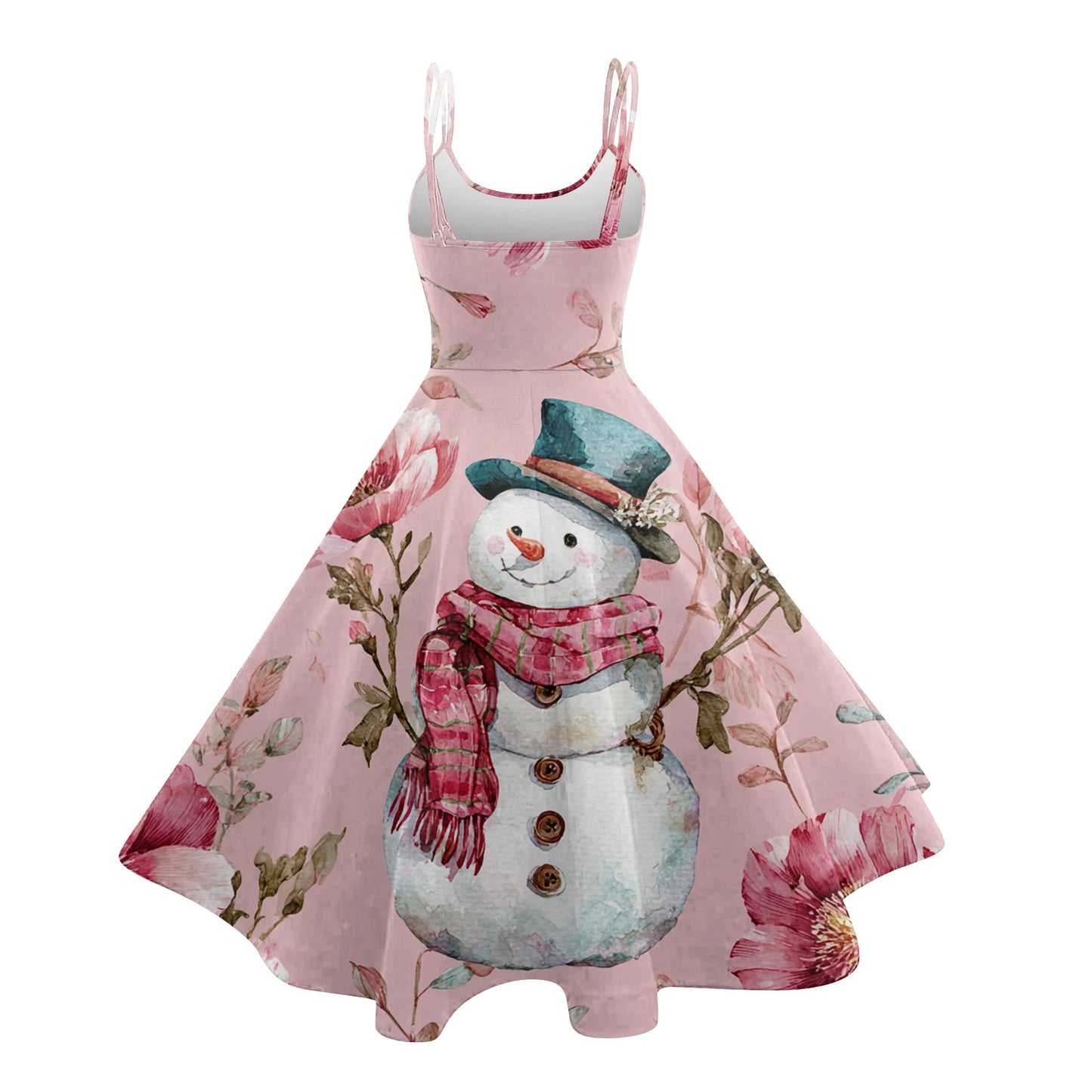 Slim Spaghetti Strap Christmas Polyester Dress Women's