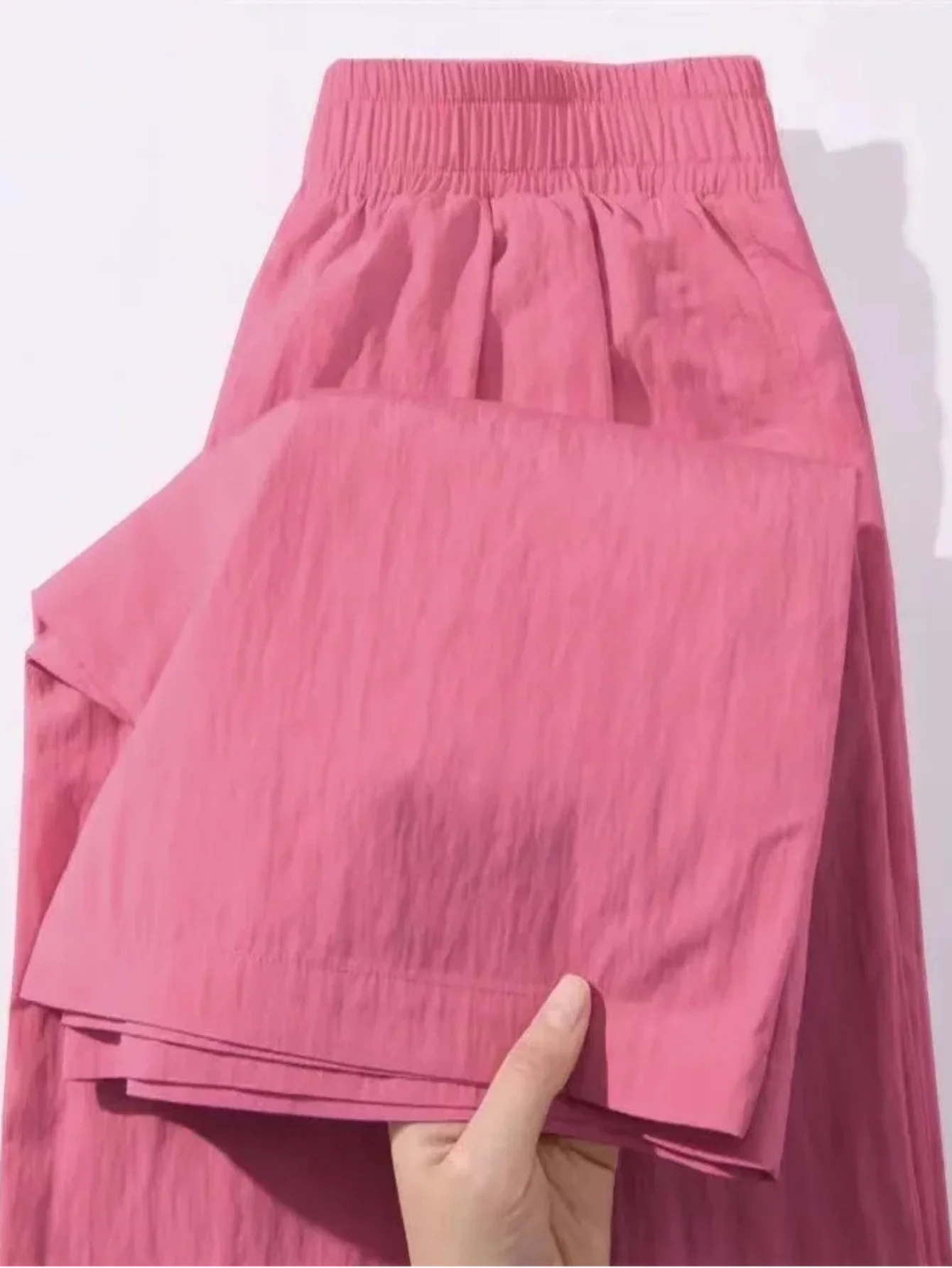 Women's High Waist Relaxed Wide Leg Ice Silk Pants