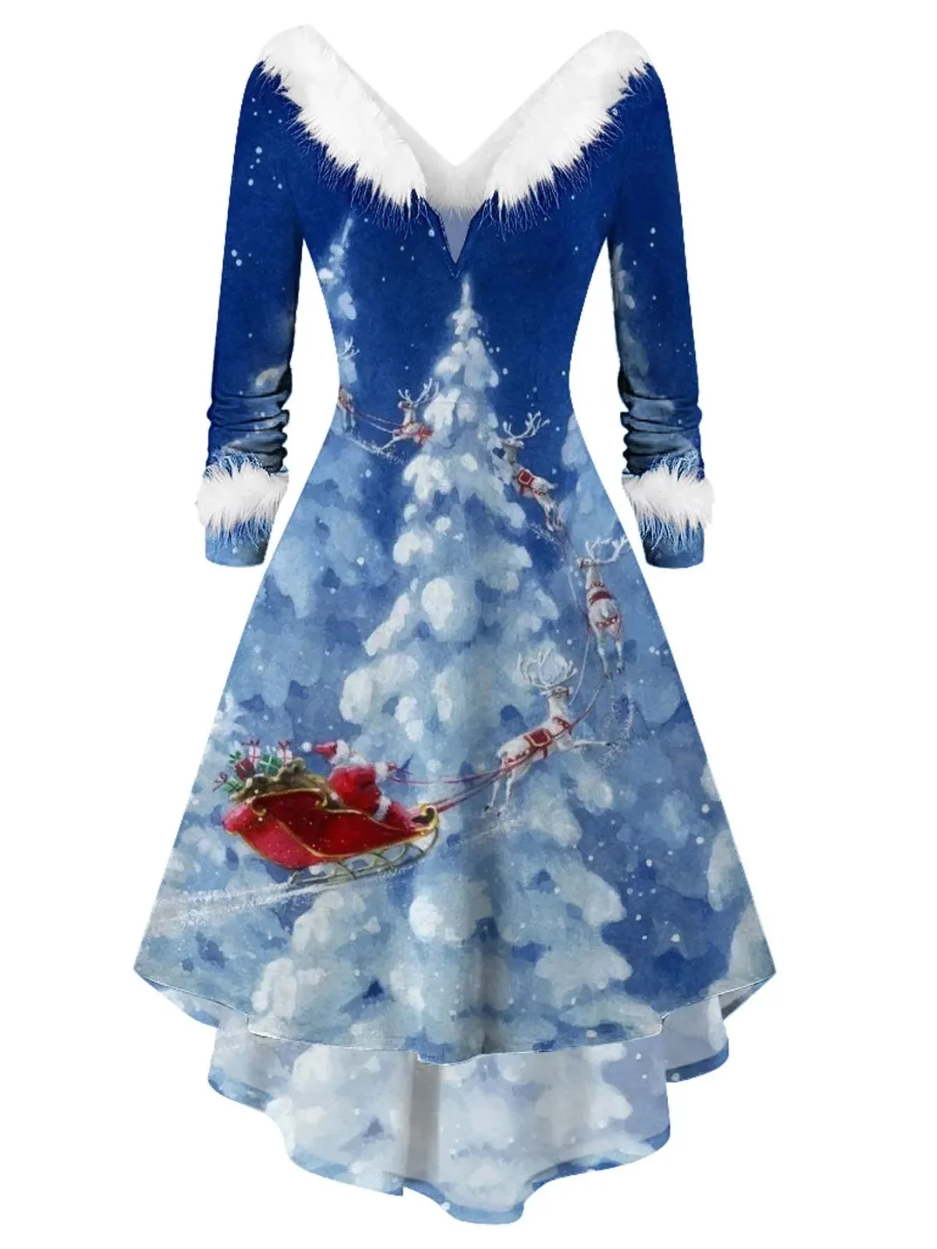 Santa Print Party Dress