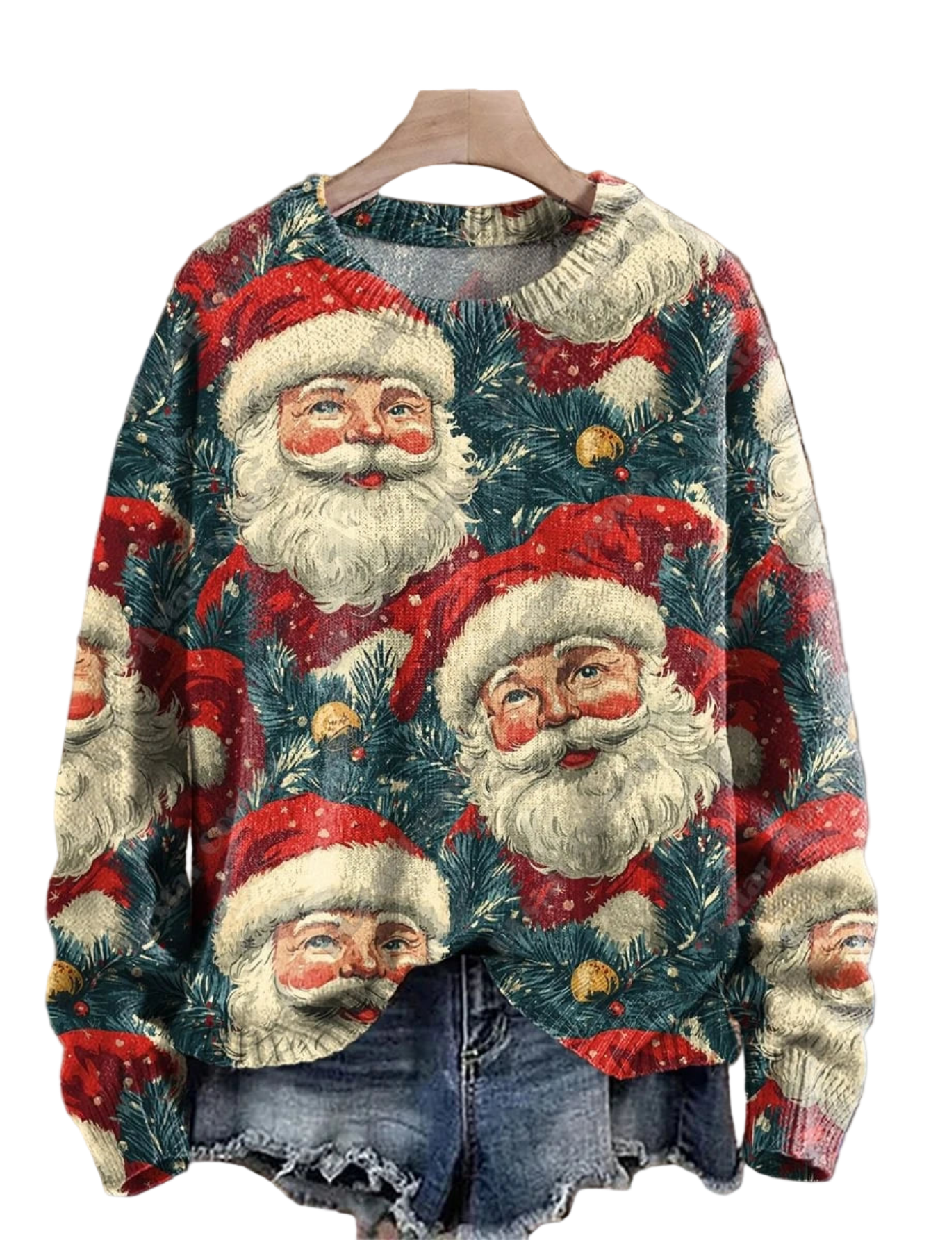 Christmas 3D Printed Knit Sweater With Santa