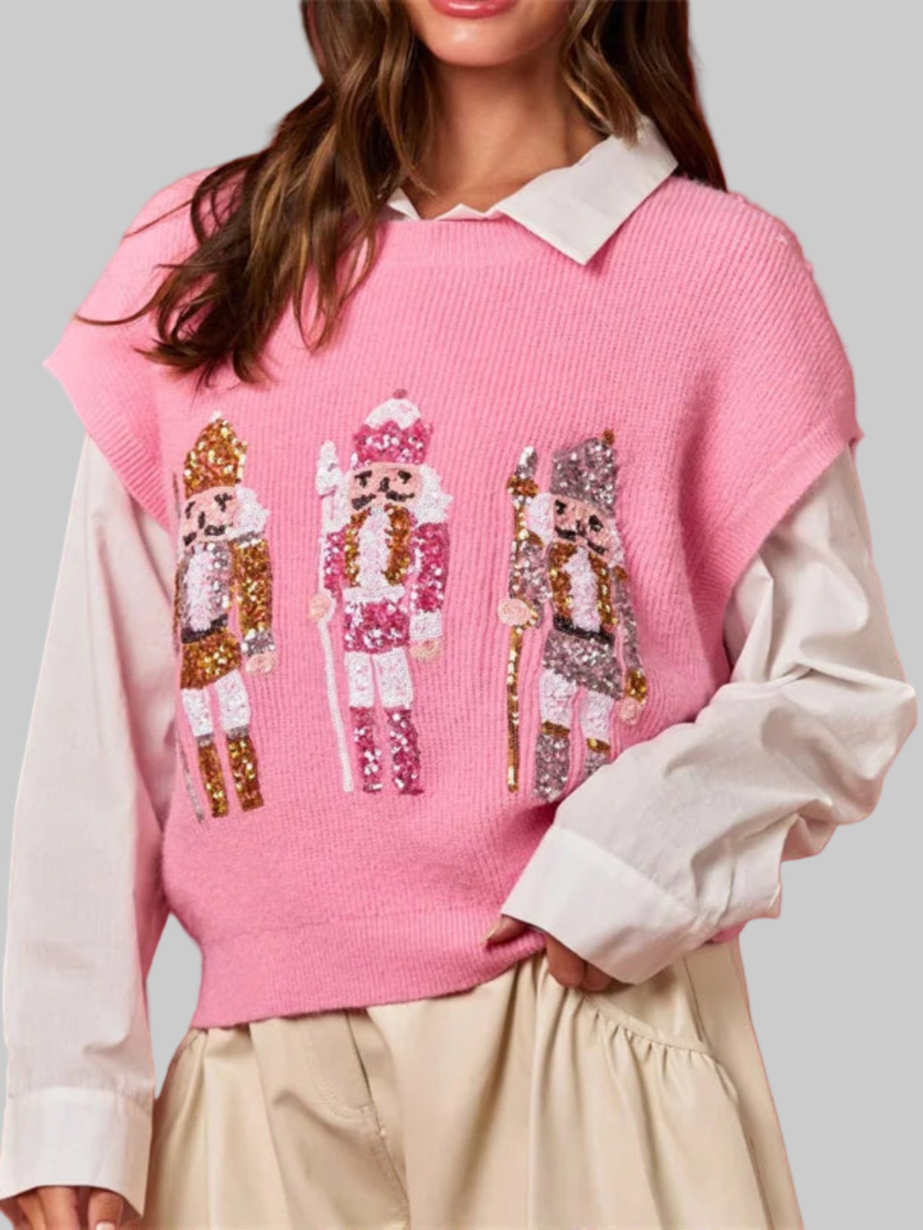 Ugly Christmas Vests Sequin Nutcracker