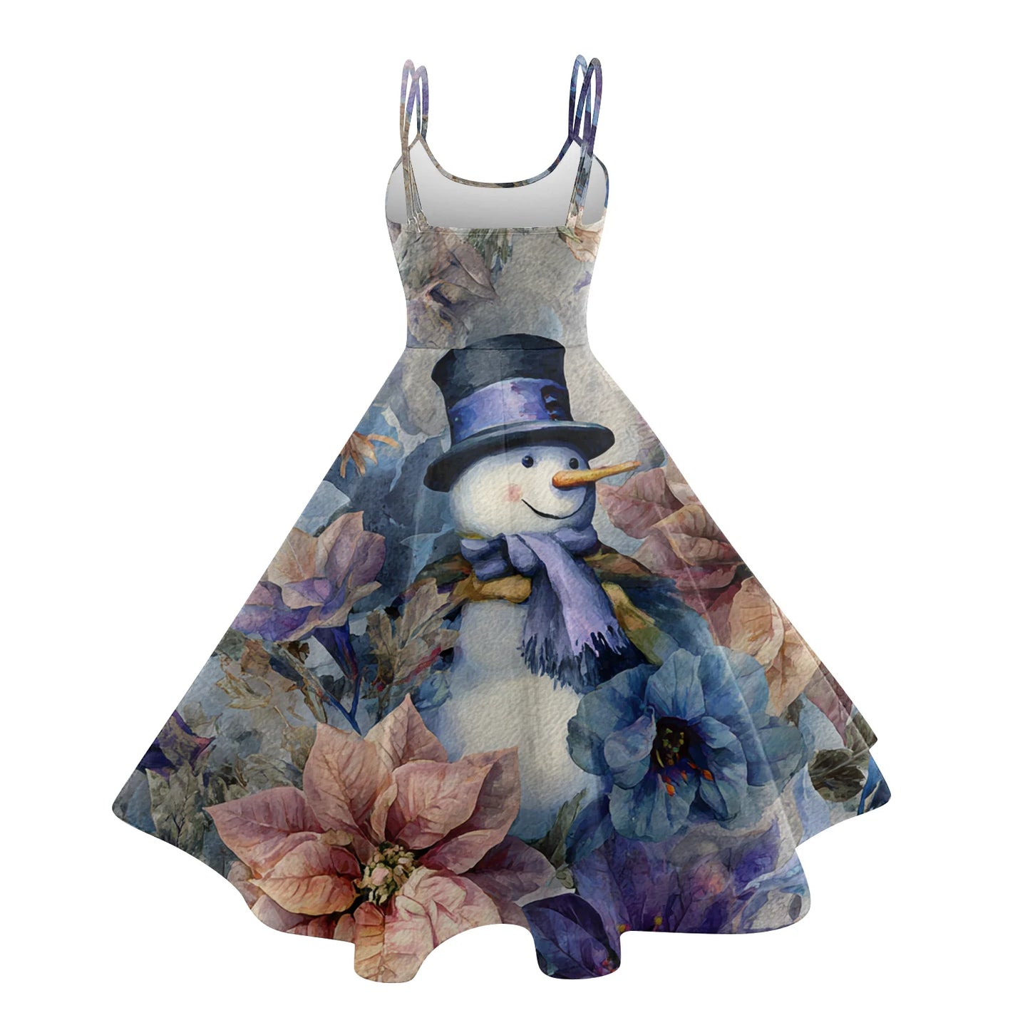 Slim Spaghetti Strap Christmas Polyester Dress Women's