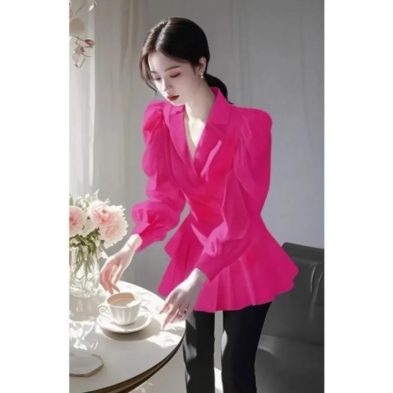 Solid Color Turn Down Collar Long Sleeve Shirt With Buttons