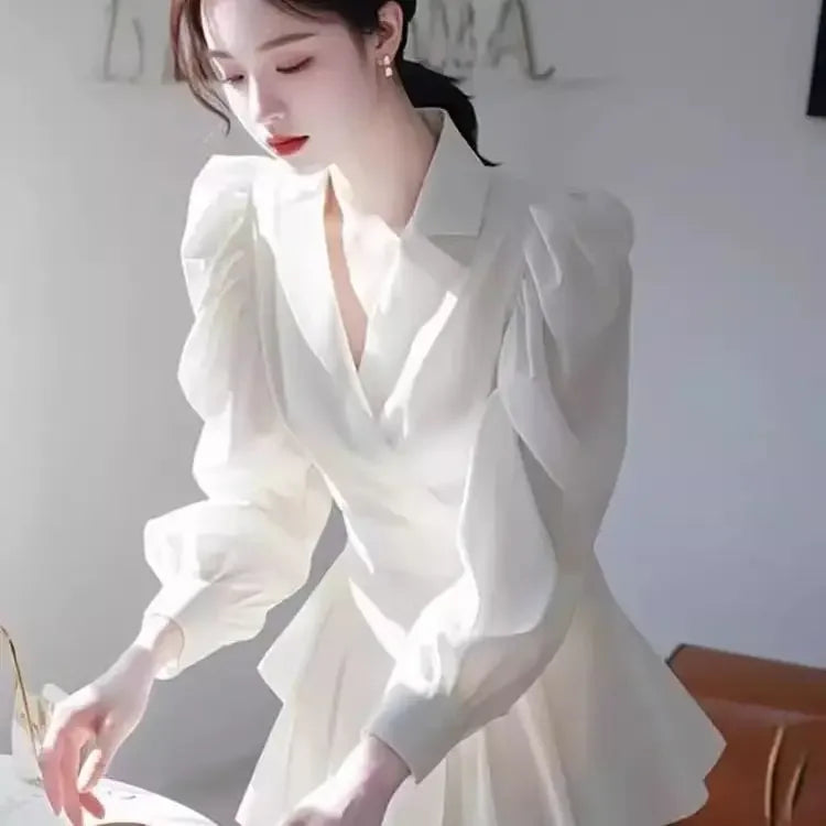 Solid Color Turn Down Collar Long Sleeve Shirt With Buttons