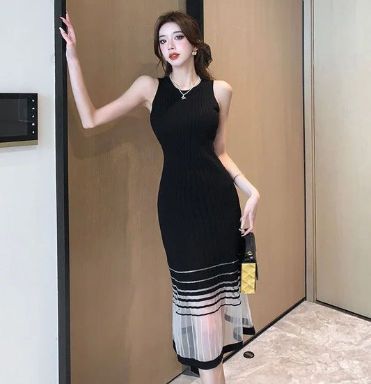 Black Midi Dress For Women Sleek Party Evening Wear
