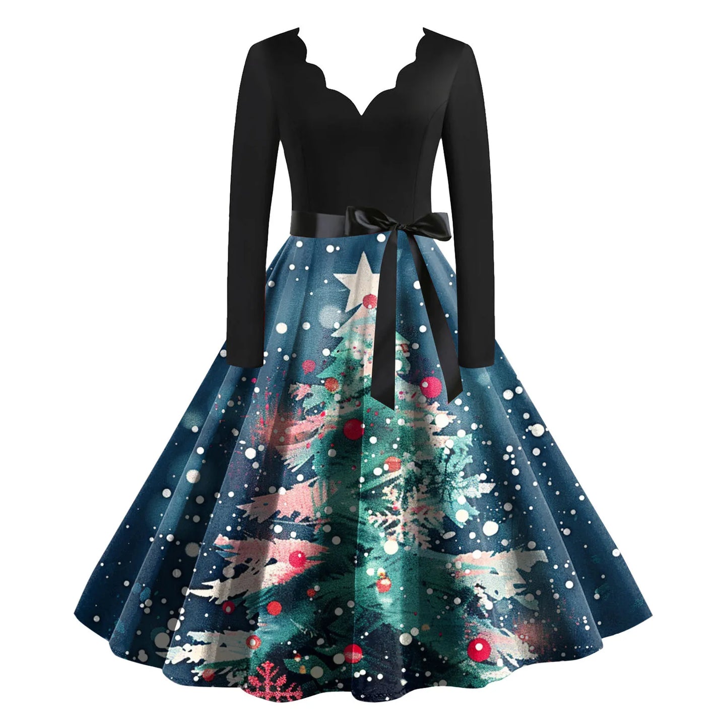 Women's A-Line Christmas Print Polyester Dress Regular