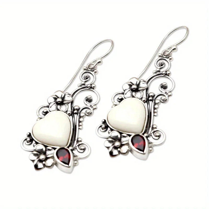 Vintage Heart Drop Earrings Luxury Christmas Jewelry Gift