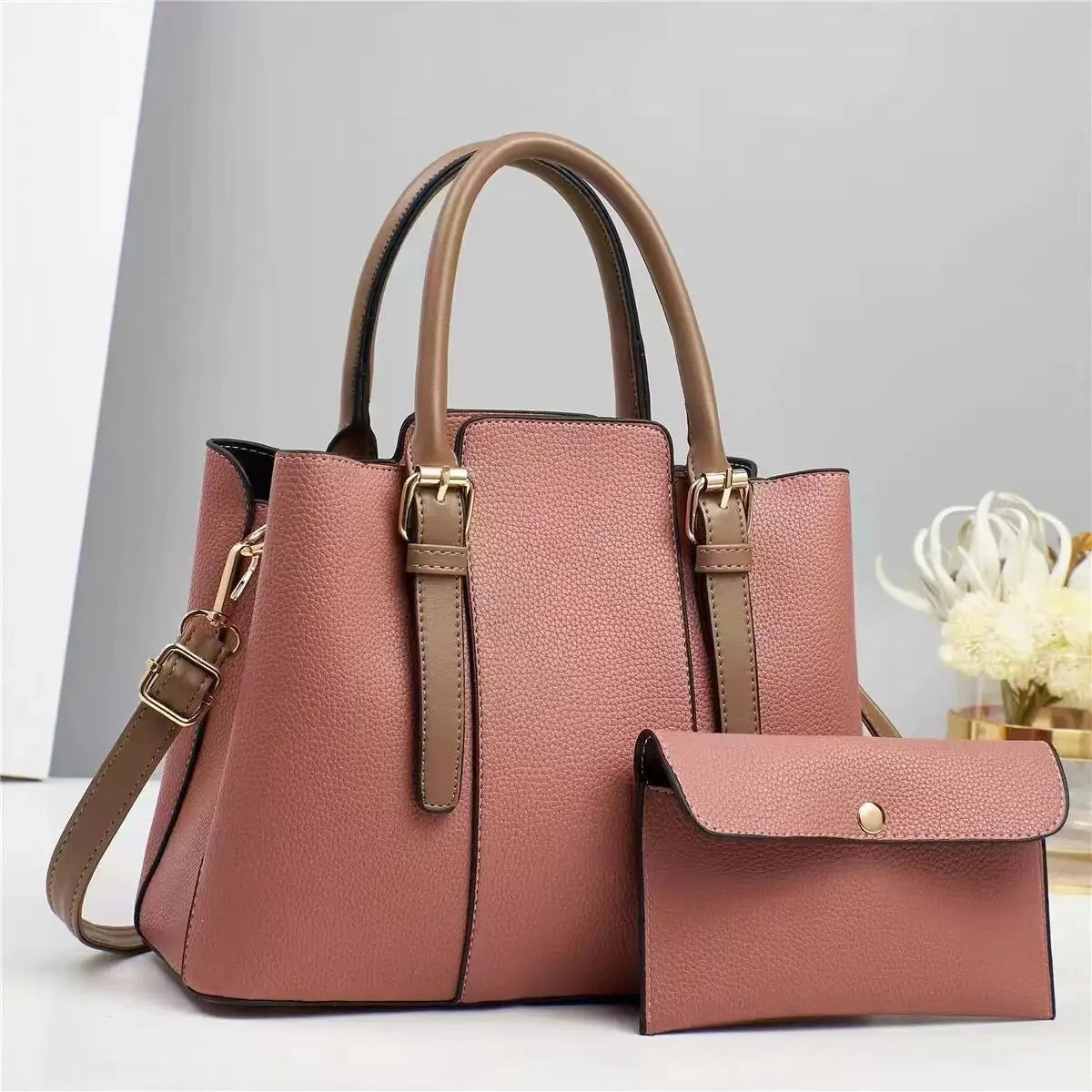 Splicing Handbag Square Single Strap Shoulder Zipper PU