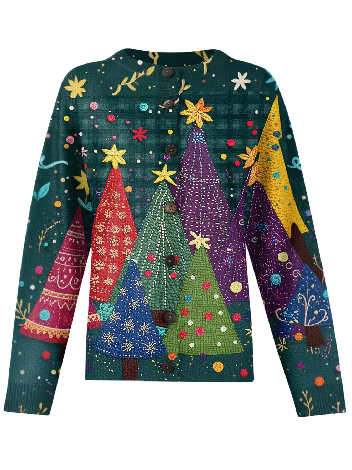 Festive Christmas Printed Cardigan