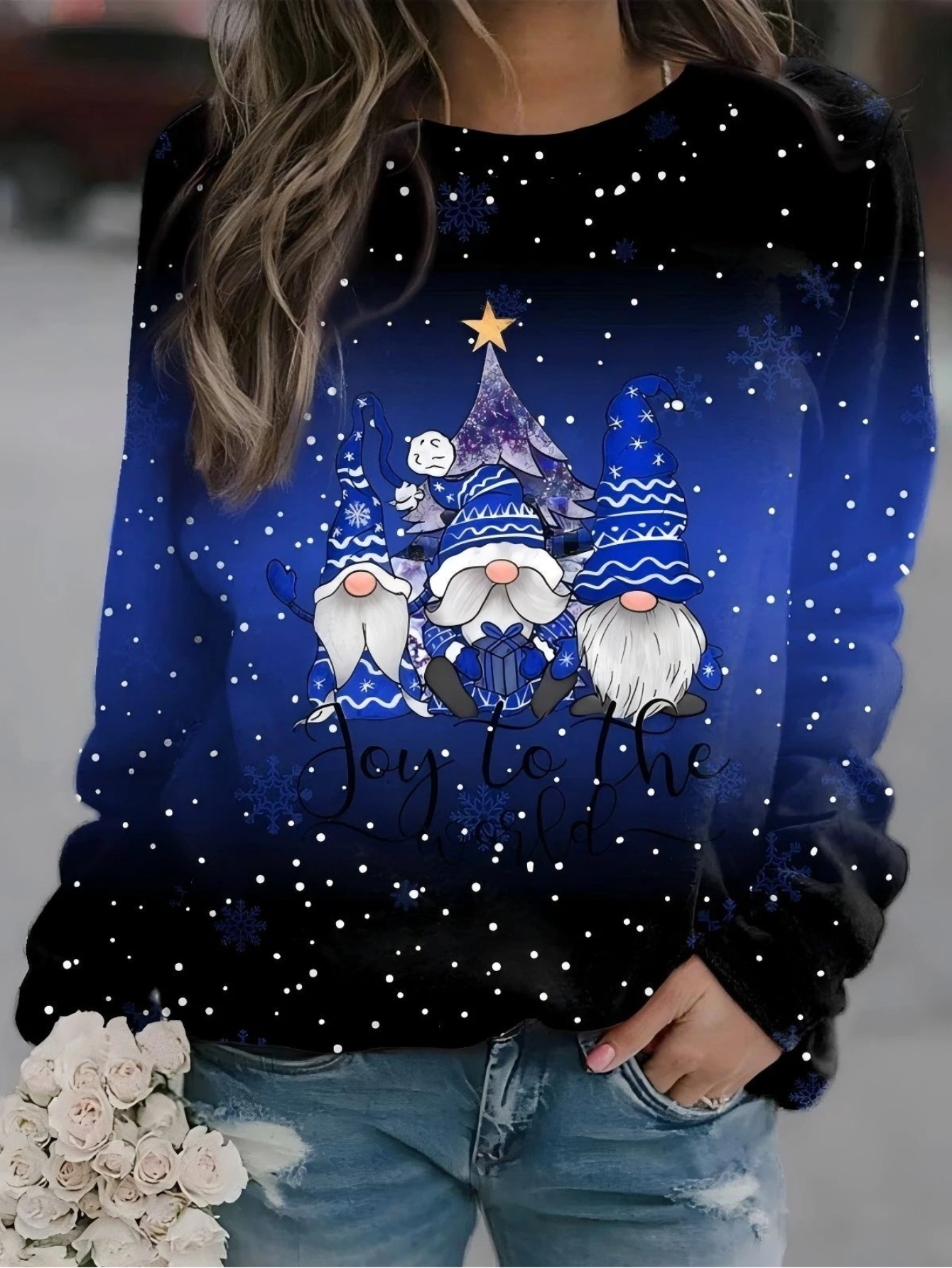 Christmas Night Nomes Print Sweatshirts