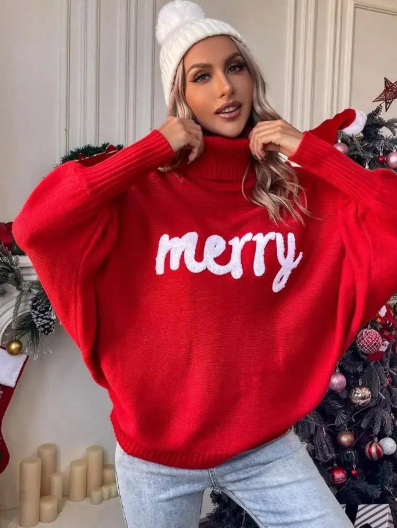 Merry Christmas Turtleneck Sweater