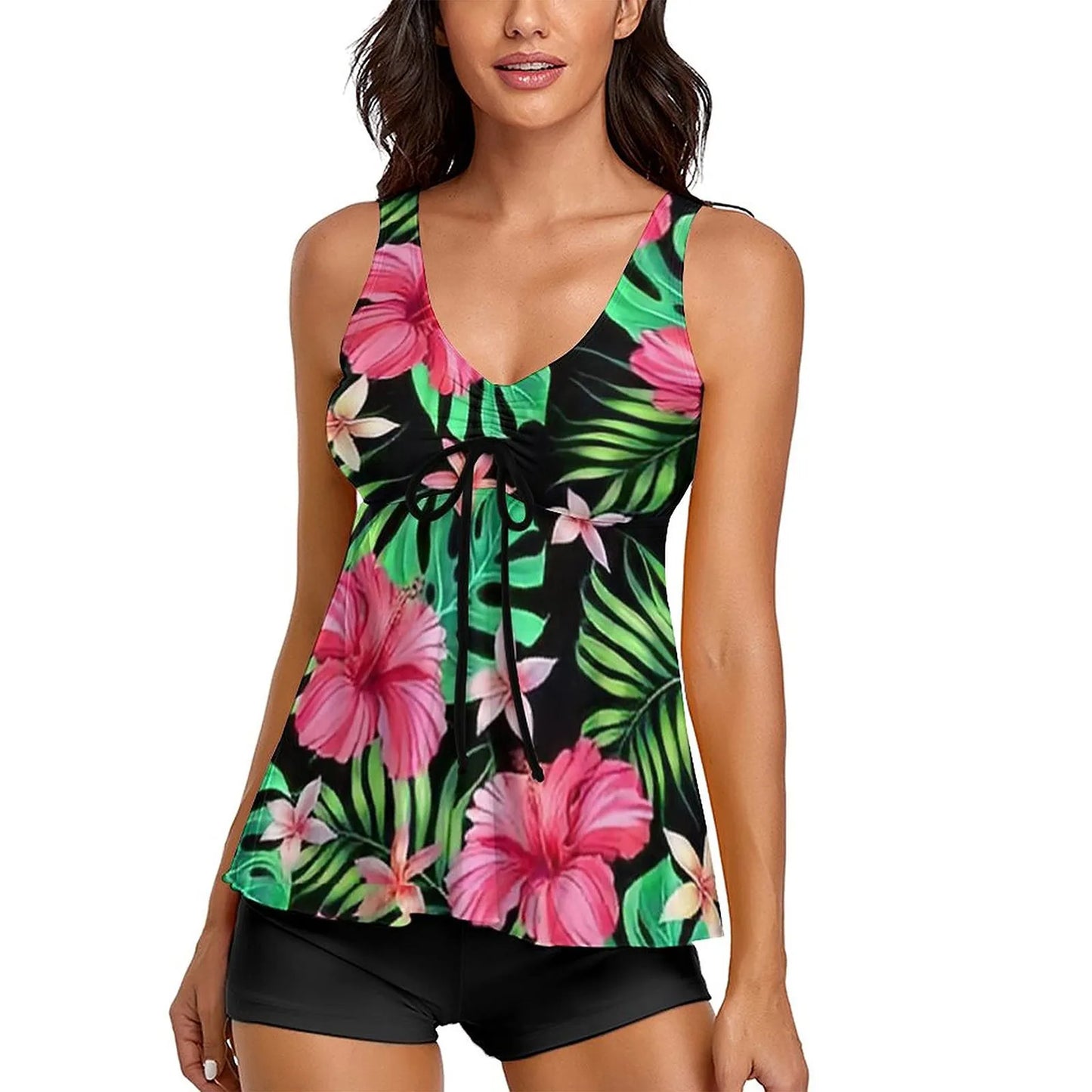 Vintage Floral Two-Piece Swimsuit Set