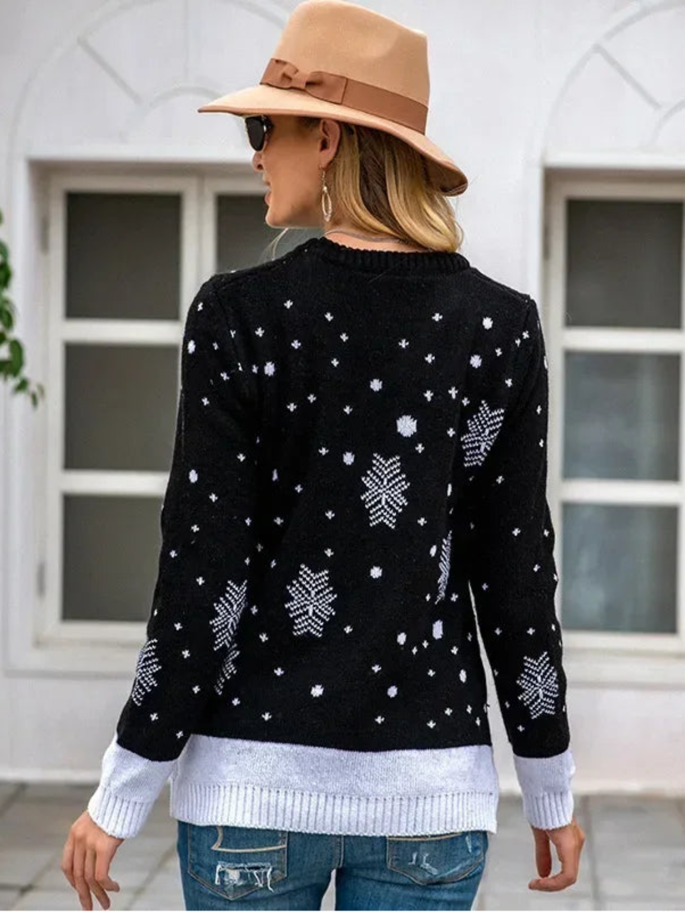 Christmas Reindeer Printed Jacquard Sweater