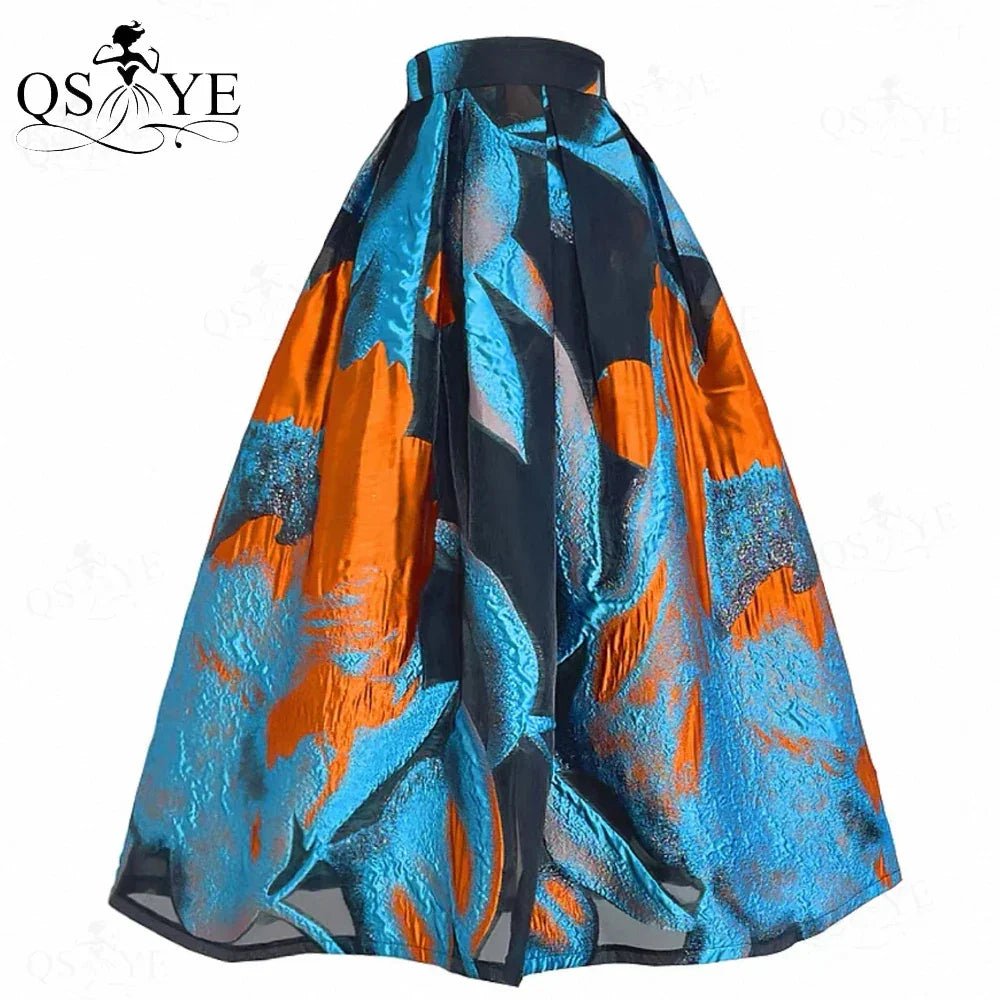 Fuchsia Cutwork Embroidery A-Line Satin Overlay Maxi Evening Gown Skirt