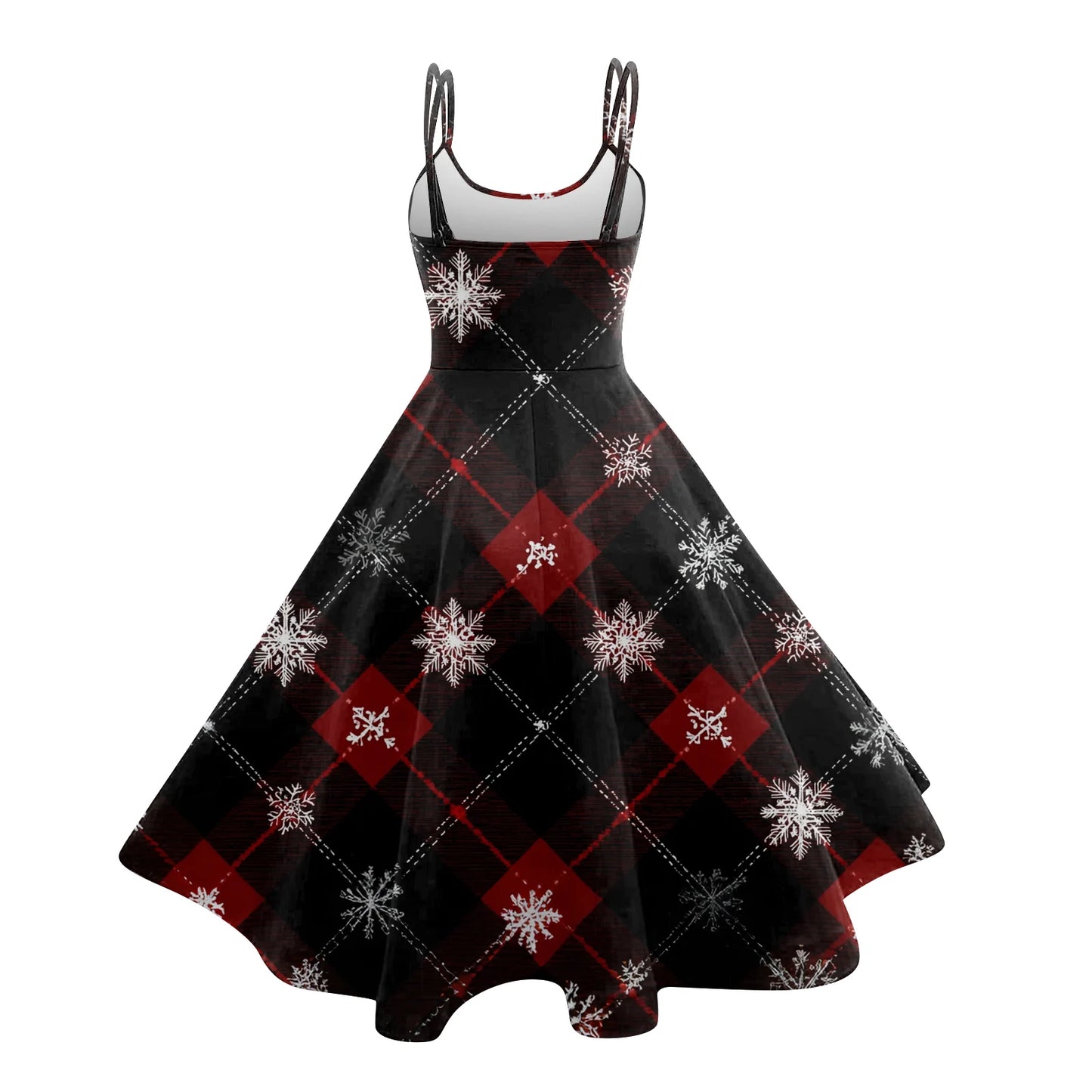 Round Neck Polyester Christmas Print Women's Loose Dress