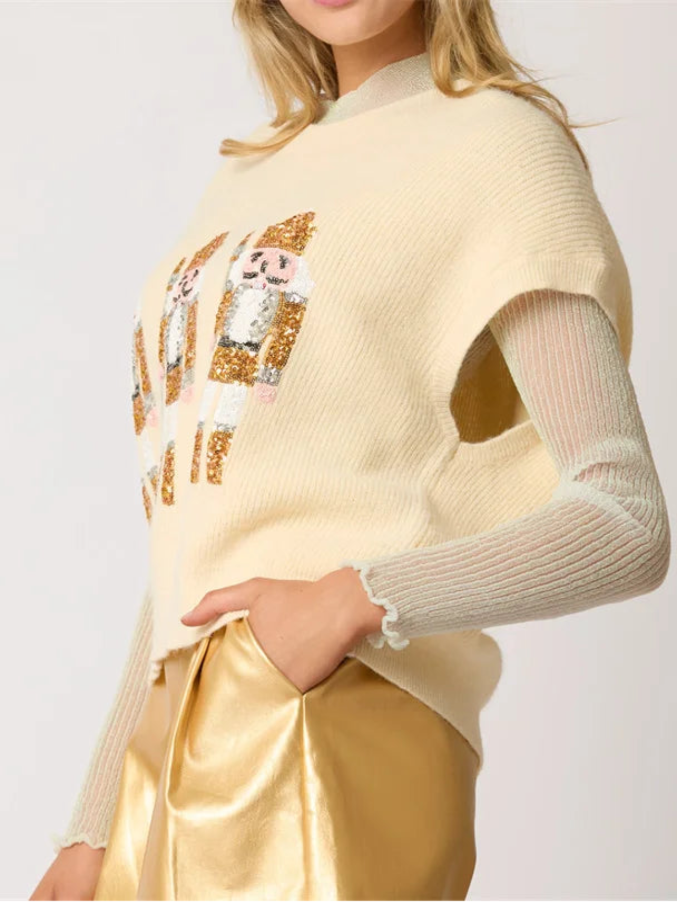 Ugly Christmas Vests Sequin Nutcracker