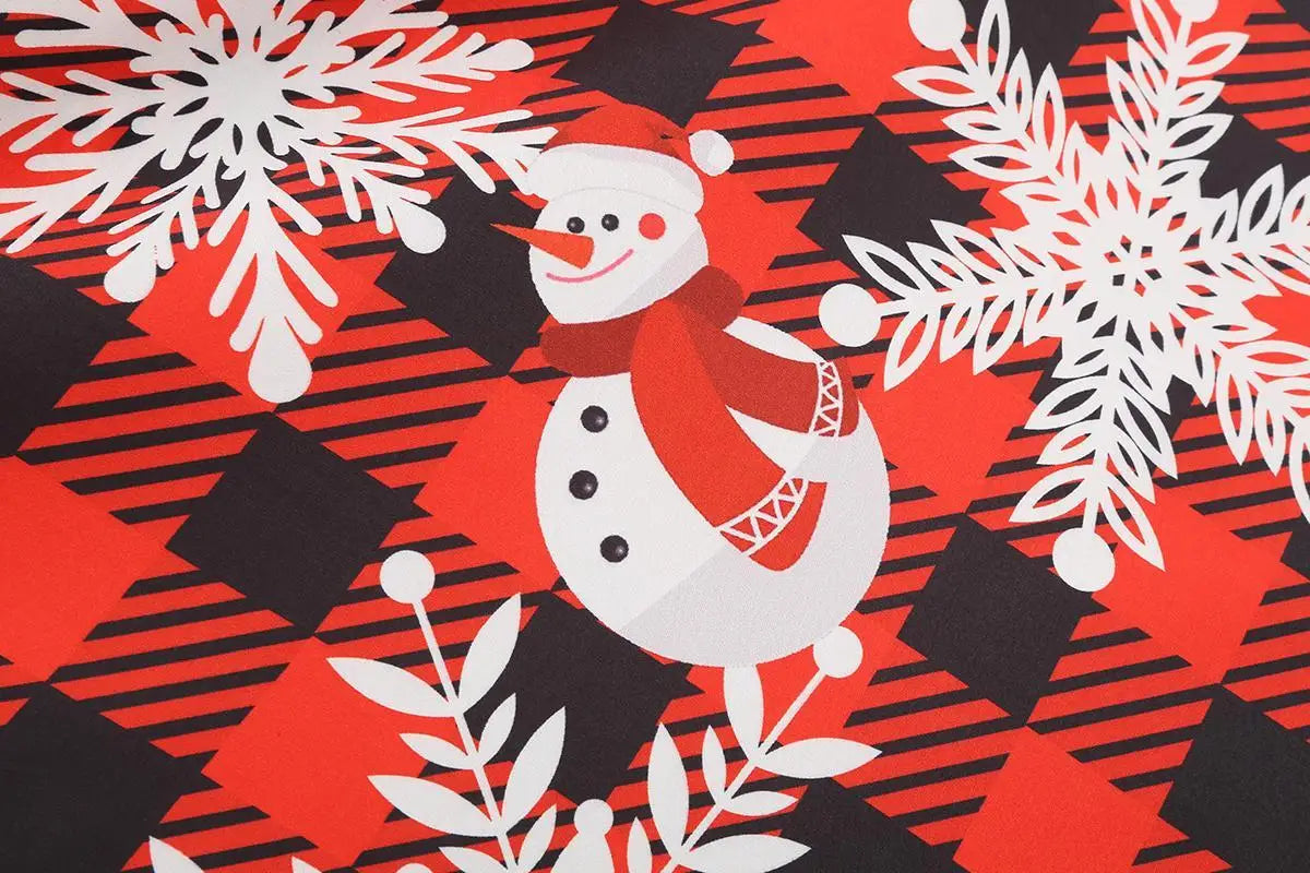 Women's Christmas Printed Spliced Polyester Dress Regular