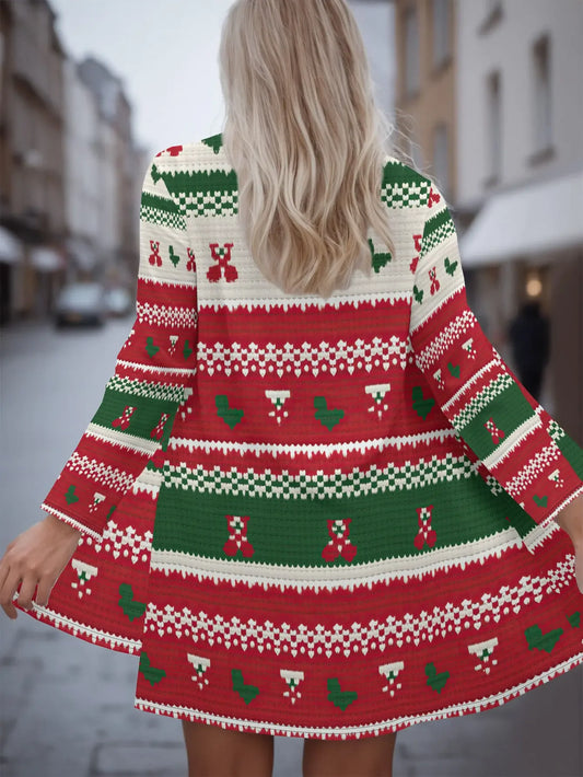 3D Christmas Cardigan With Stocking Ornament Print