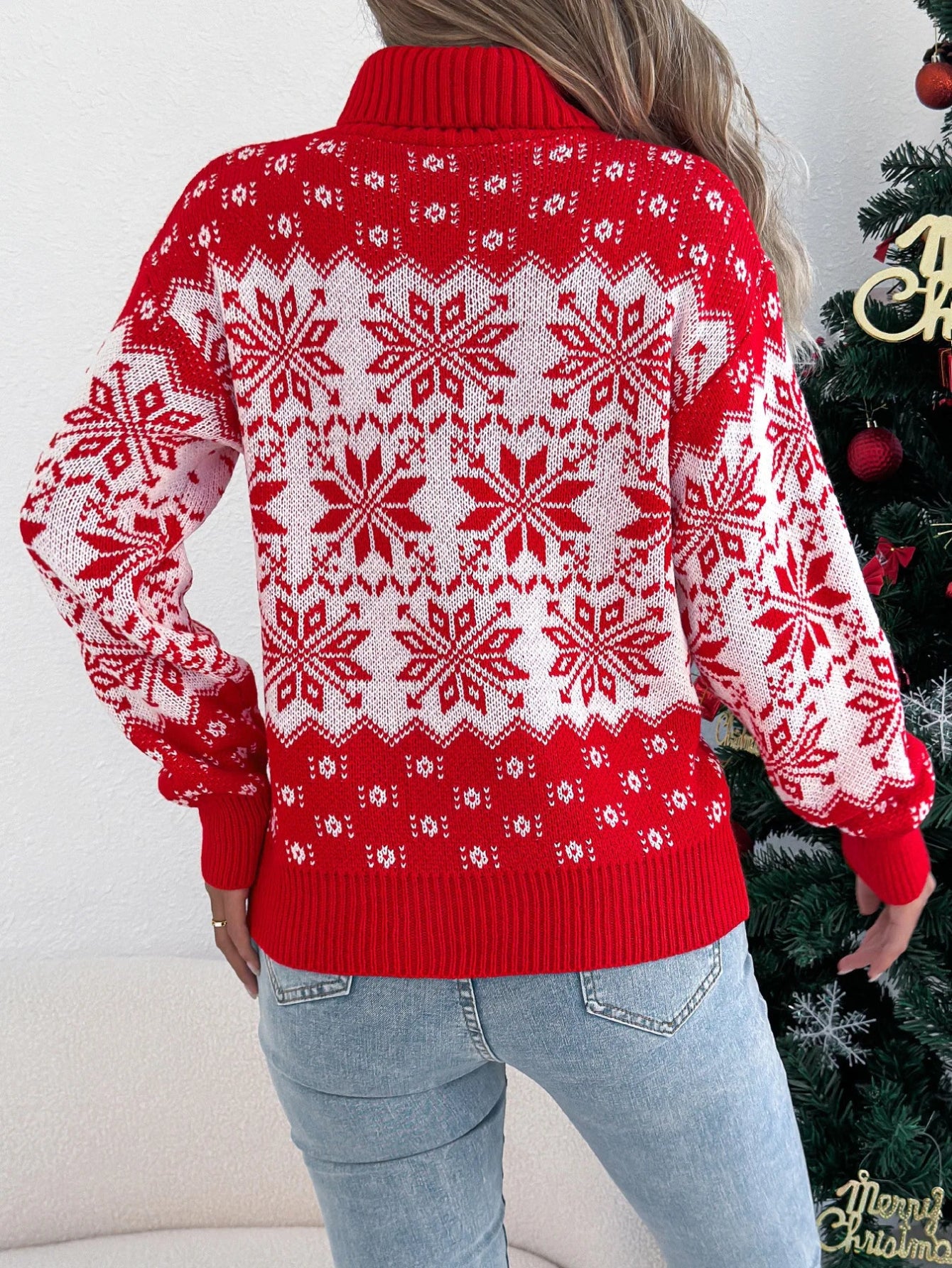 Christmas Snowflake Sweater Turtleneck