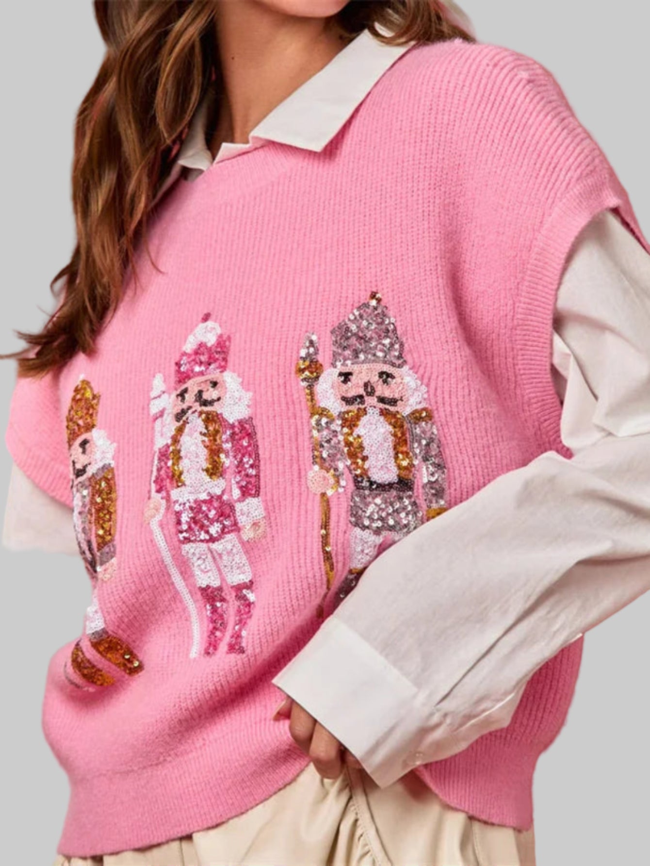 Ugly Christmas Vests Sequin Nutcracker