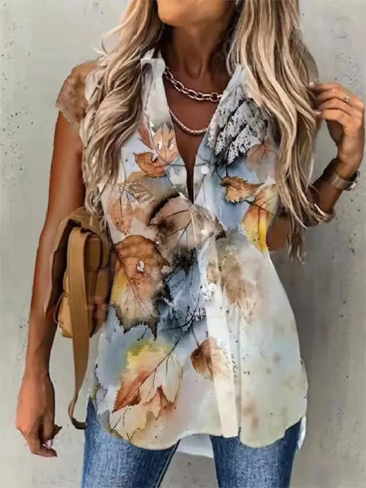 Short Sleeve Print Cardigan – Women’s Loose Fit Summer Shirt
