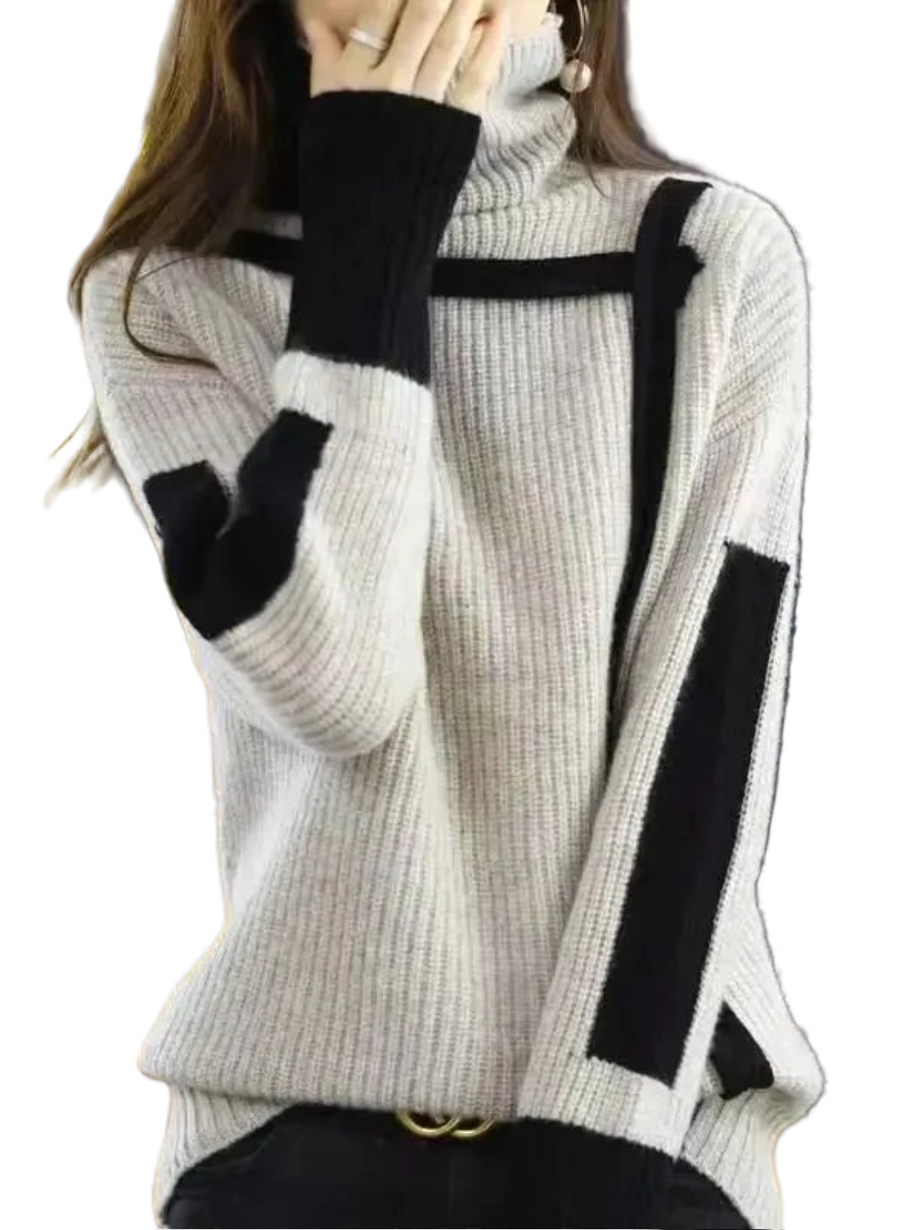 Cozy High Collar Knit Pullover Sweater For Women
