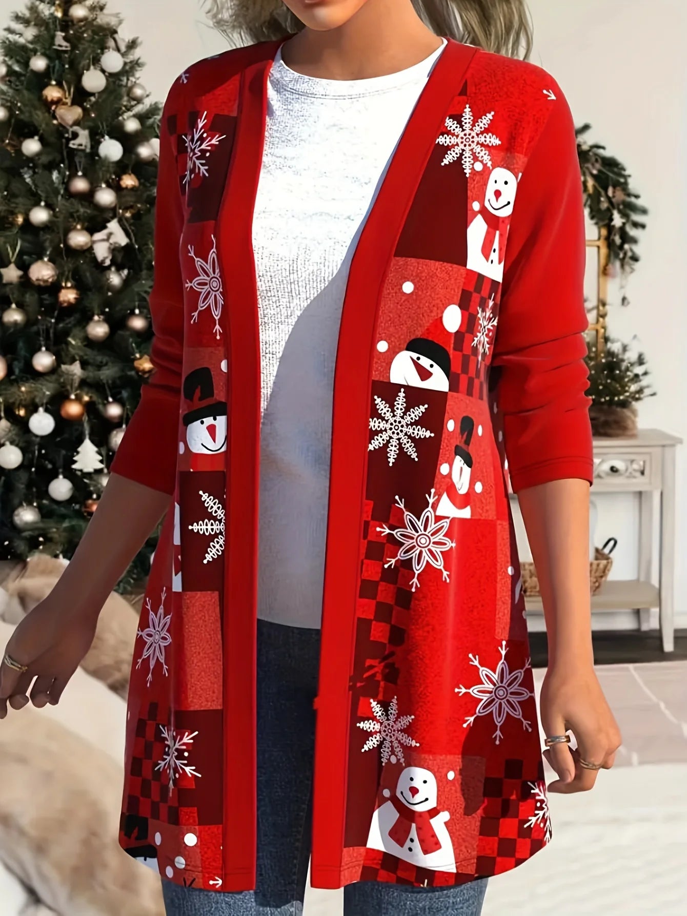 Plus Size Christmas Knit Cardigan